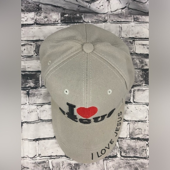 I love Jesus Christian Tan Hook & Loop Back Strap Size Adjustable Baseball Hat - Picture 7 of 7
